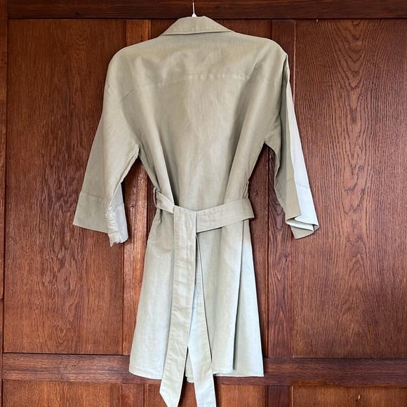 Zara Green Sage Green Linen Belt Wrap Dress Sz S - Picture 5 of 5